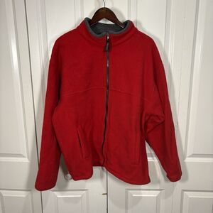Kellysport Mens XL Fleece Jacket Red Full Zip Outdoor Warm Layer Casual Outerwea
